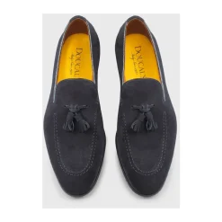 Mocasín azul de ante con borlas