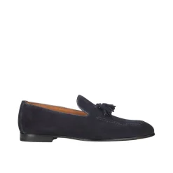 Mocasín azul de ante con borlas