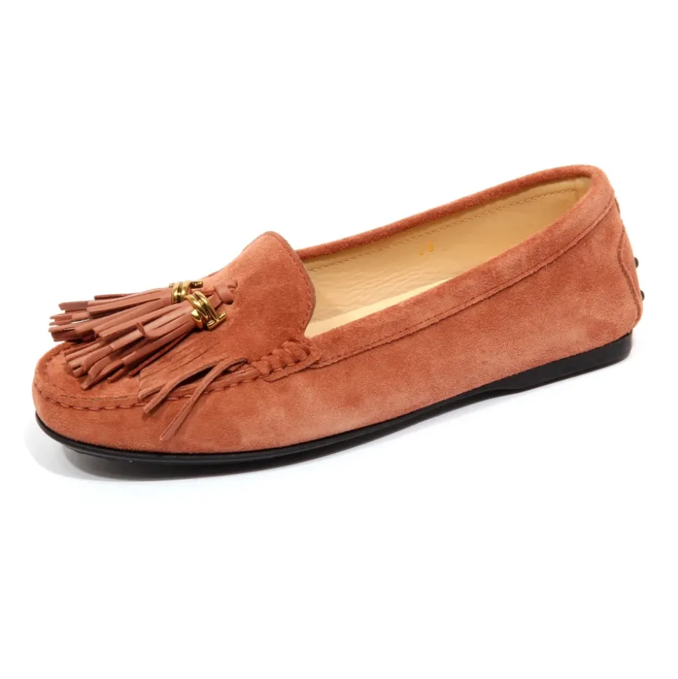 Mocasín de ante oscuro con flecos