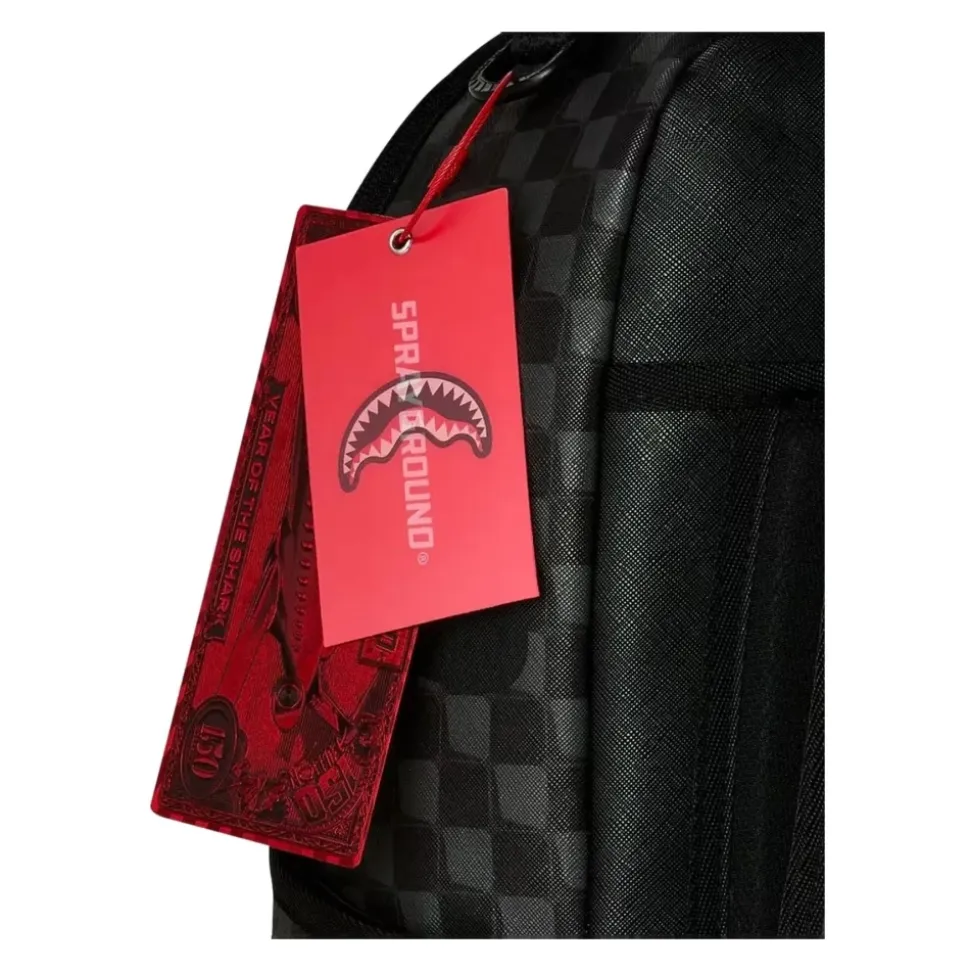 Mochila a cuadros con estampado de tiburón