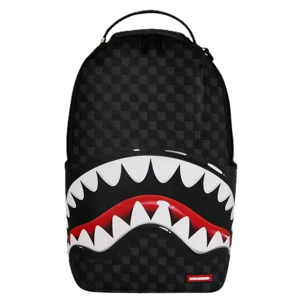 Mochila a cuadros con estampado de tiburón