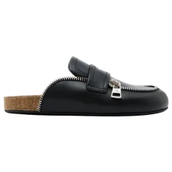 Mulas de cuero negro biker