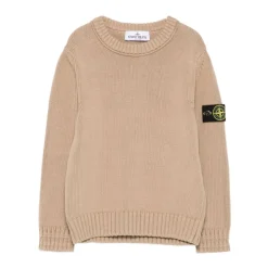Niños Suéter Beige Cuello Redondo