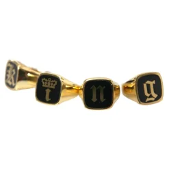 Oro Latón Esmalte Conjunto de 4 Anillos