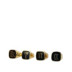 Oro Latón Esmalte Conjunto de 4 Anillos