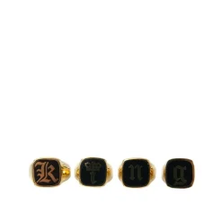Oro Latón Esmalte Conjunto de 4 Anillos