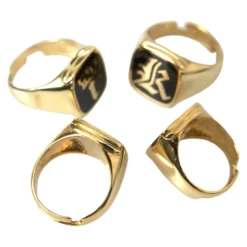 Oro Latón Esmalte Conjunto de 4 Anillos