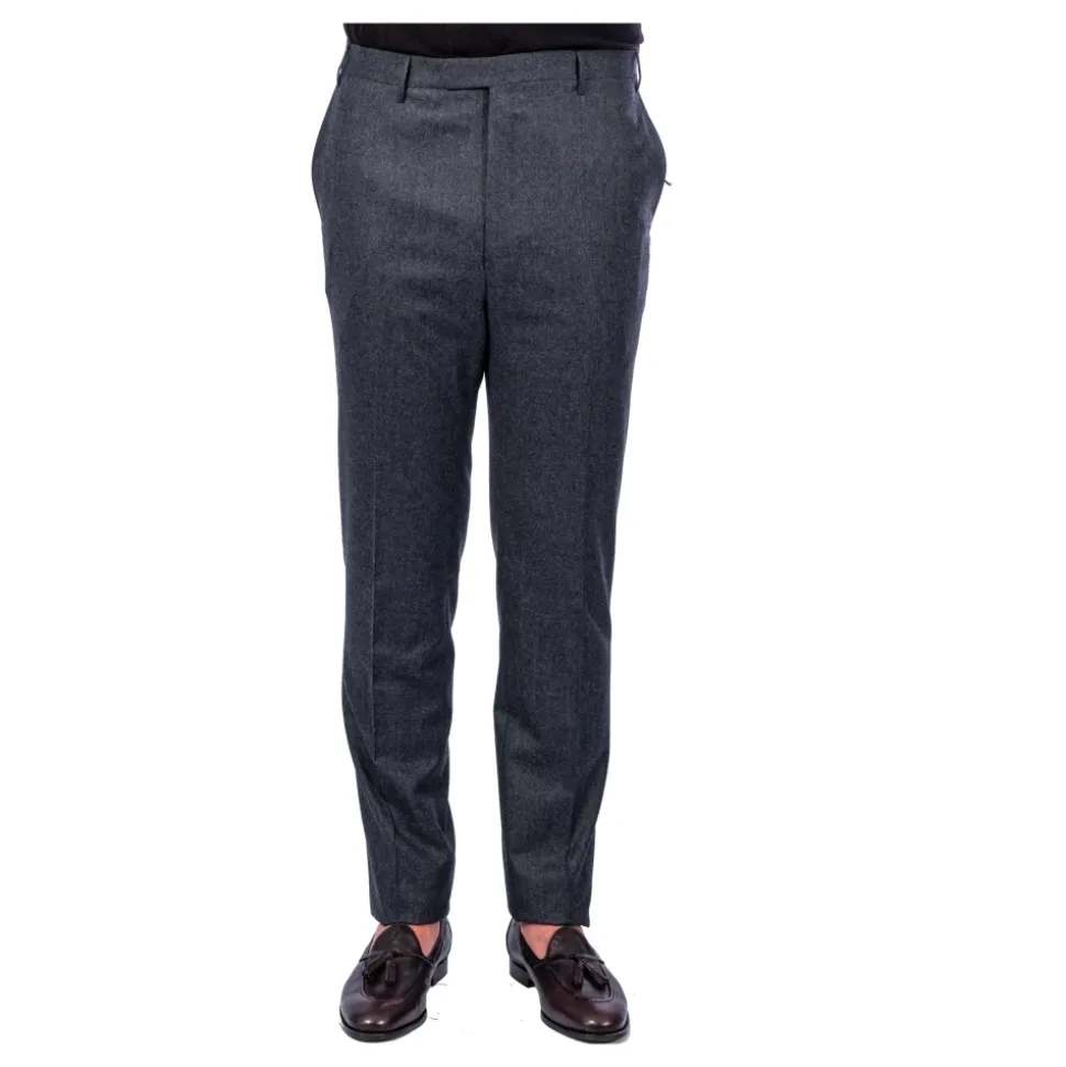 Pantalón Hombre Gris Oscuro, Franela, Bolsillo Americano
