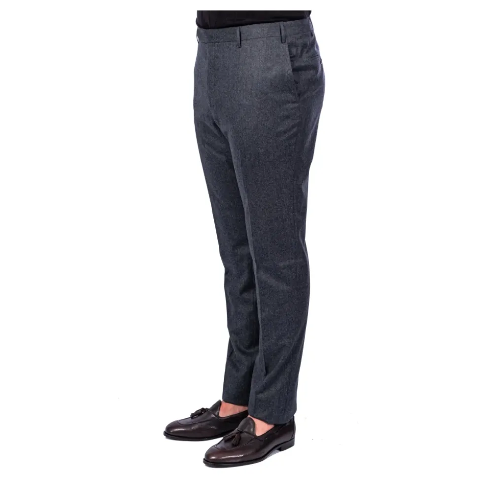 Pantalón Hombre Gris Oscuro, Franela, Bolsillo Americano
