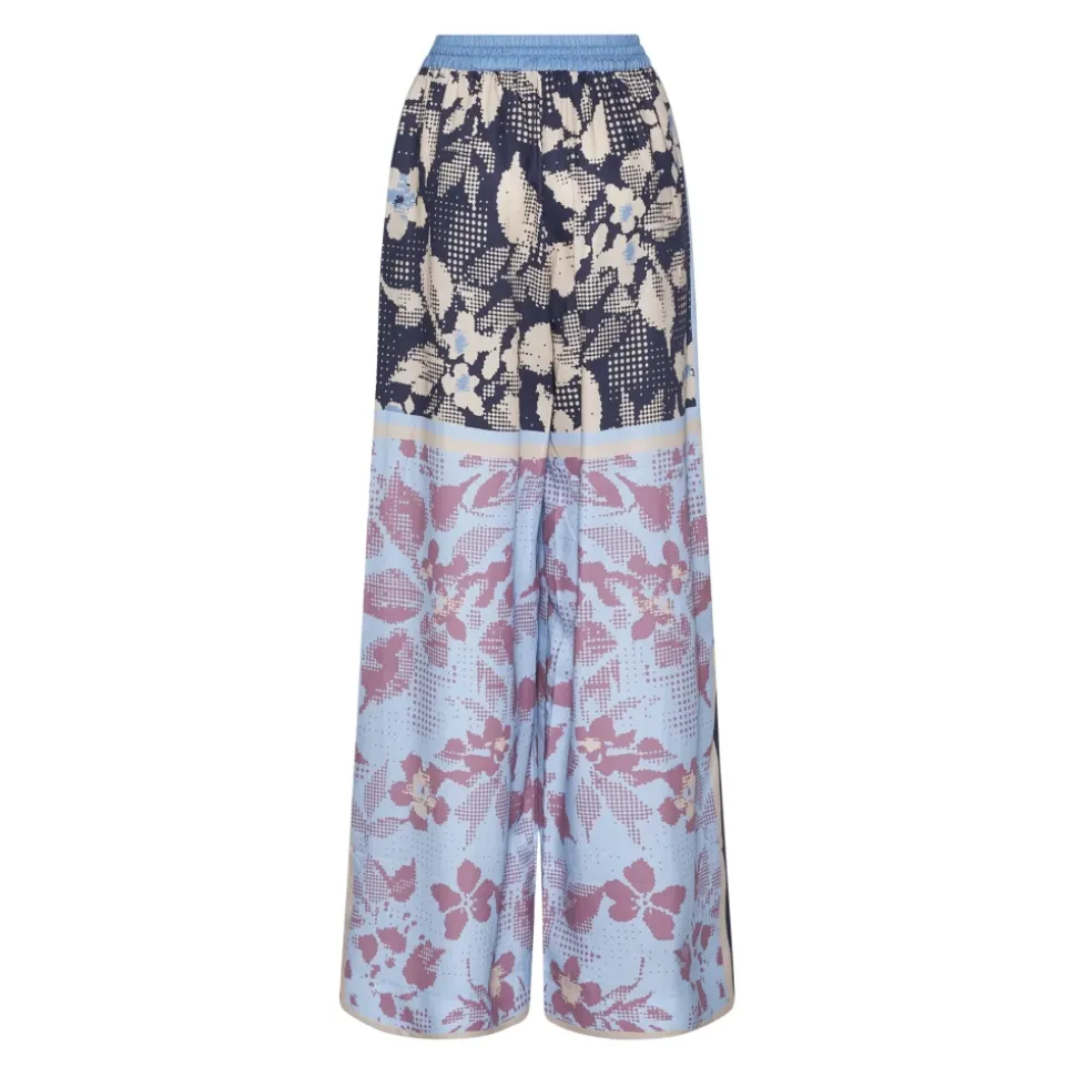 Pantalones Anchos con Motivo Decorativo