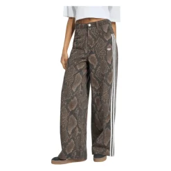 Pantalones Anchos de Sarga con Estampado de Serpiente