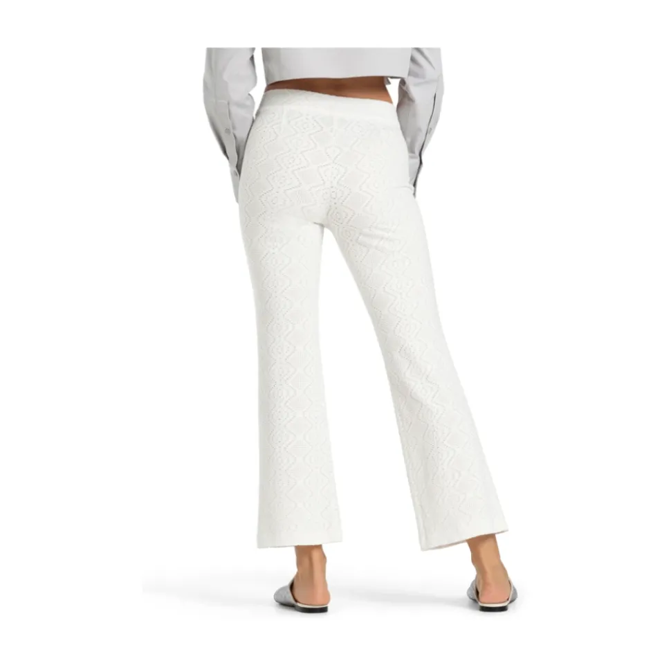 Pantalones Blancos Estampados con Cintura Elástica