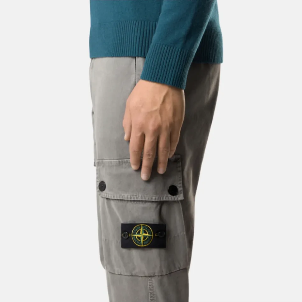 Pantalones Cargo Grises Slim Fit de Algodón Elástico