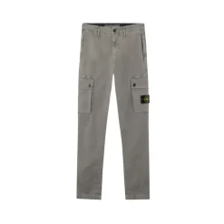 Pantalones Cargo Grises Slim Fit de Algodón Elástico