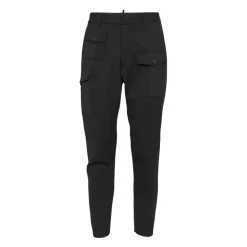 Pantalones Cargo Negros con Placa del Logo