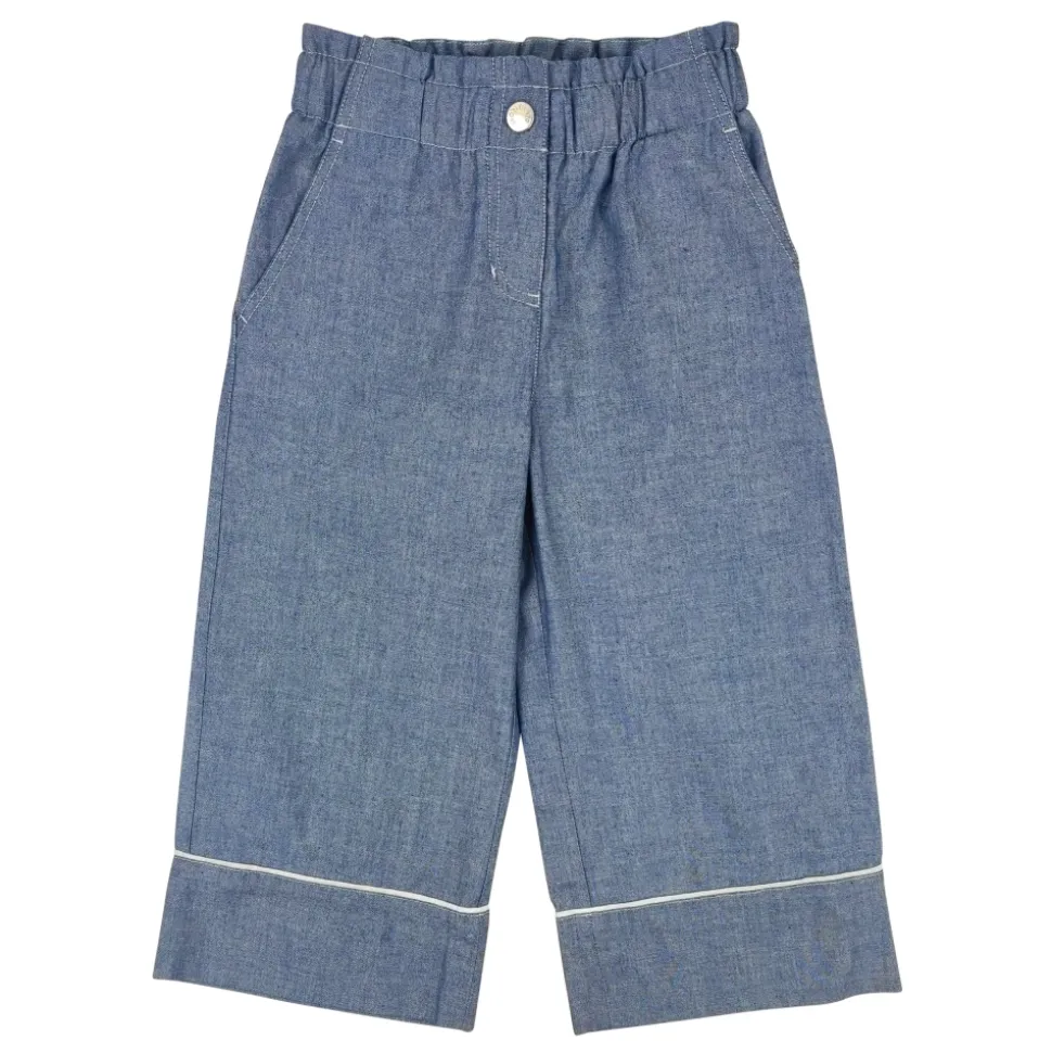 Pantalones Chambray de Algodón