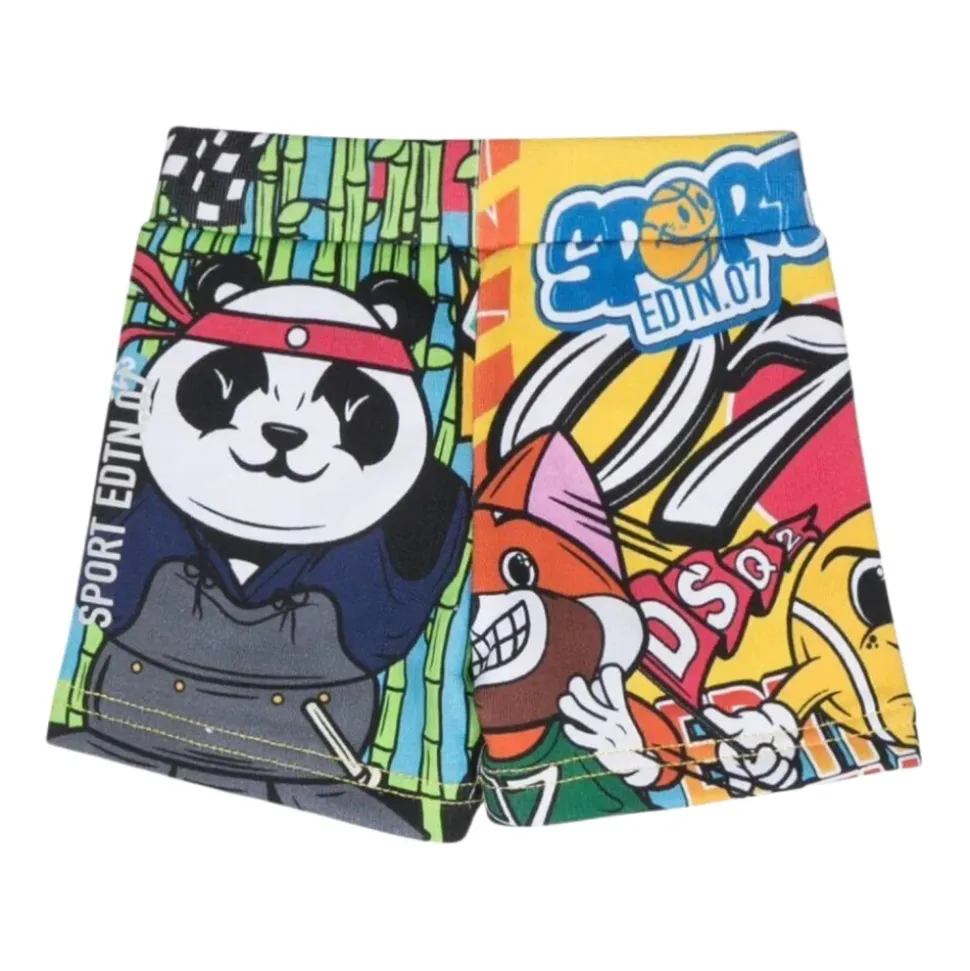 Pantalones Cortos de Verano con Estampado de Grafiti Colorido