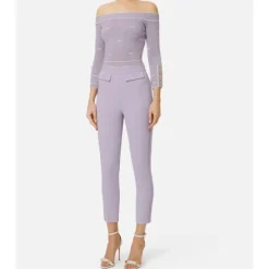 Pantalones de crepé elástico de doble capa