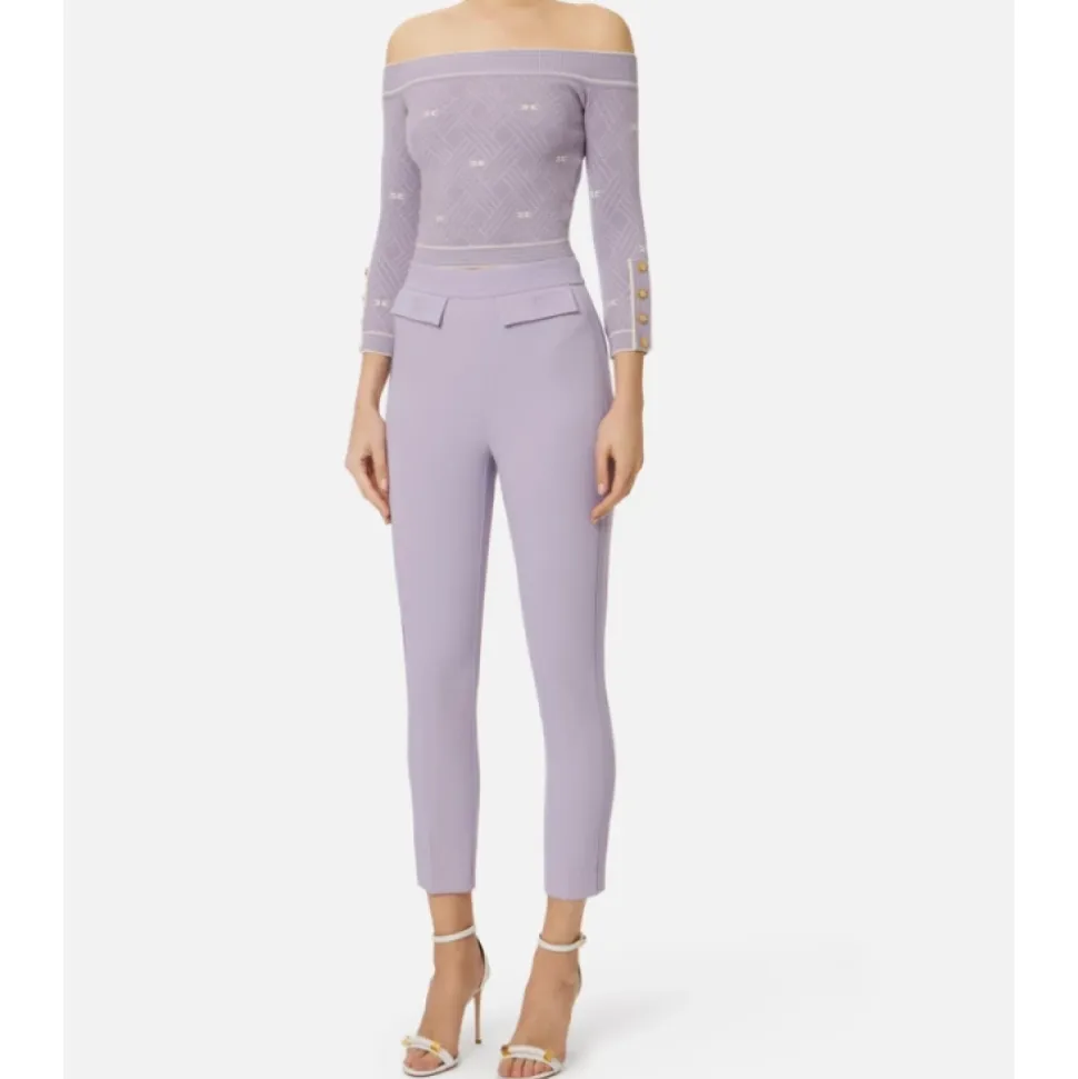 Pantalones de crepé elástico de doble capa