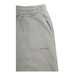 Pantalones grises con cintura elástica y detalle de logo