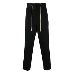 Pantalones Negros de Chándal con Cinturón y Raya Lateral