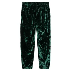 Pantalones Verdes de Terciopelo con Cintura Elástica