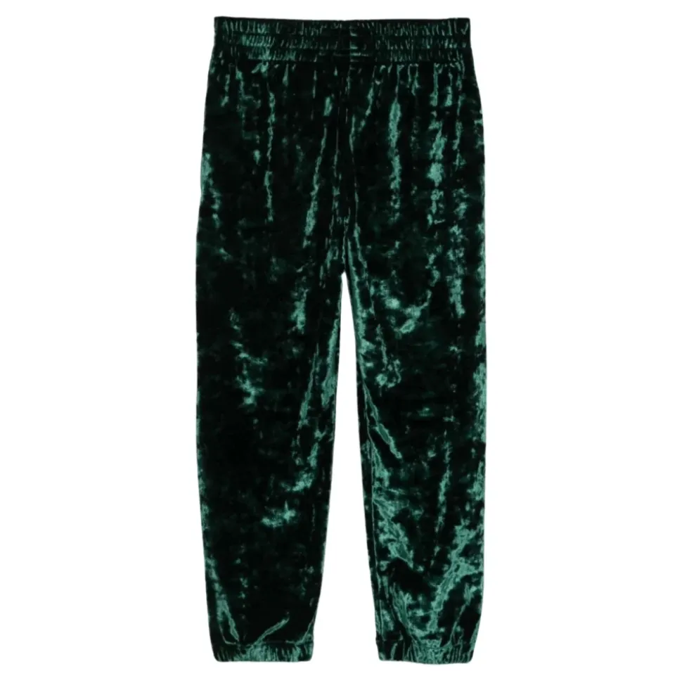 Pantalones Verdes de Terciopelo con Cintura Elástica