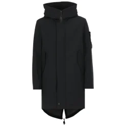 Parka Impermeable Negra con Capucha