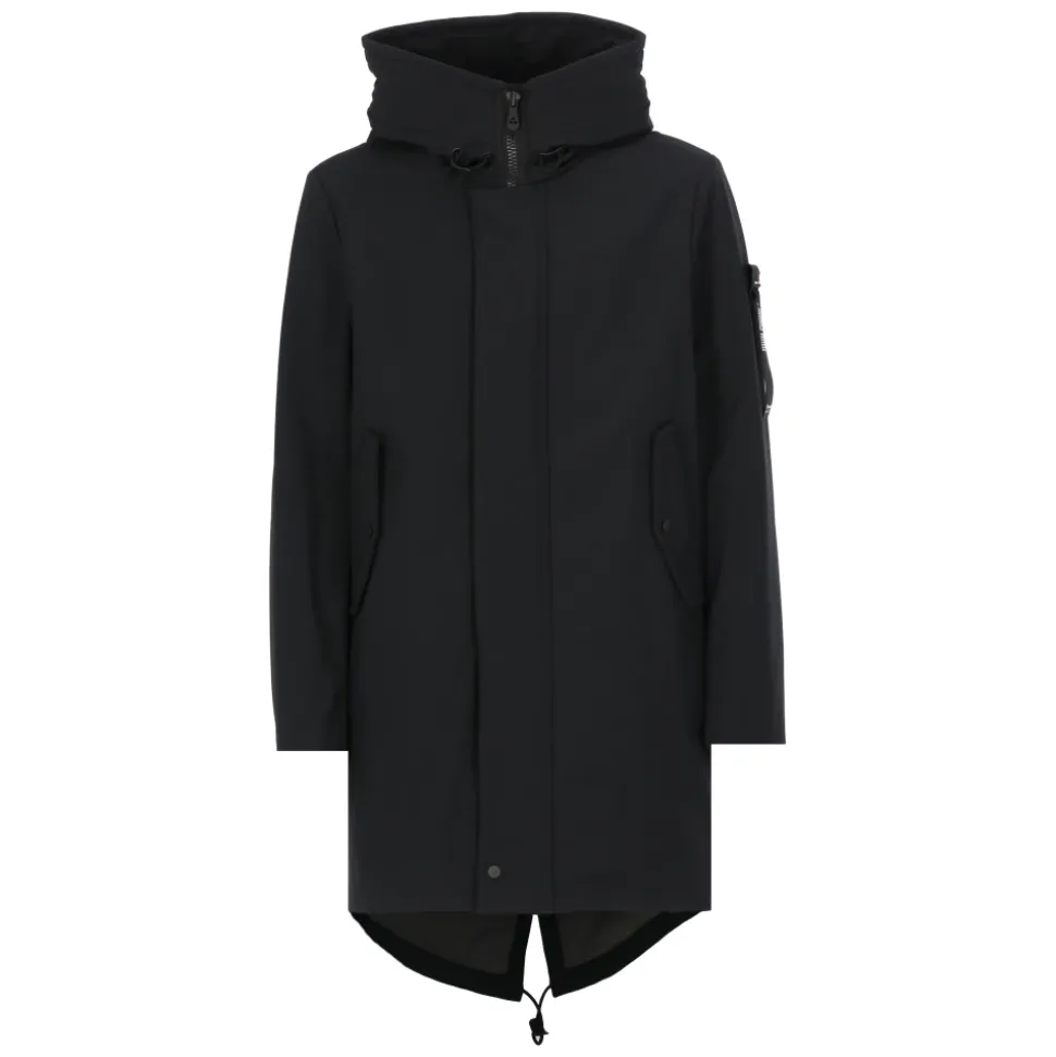 Parka Impermeable Negra con Capucha