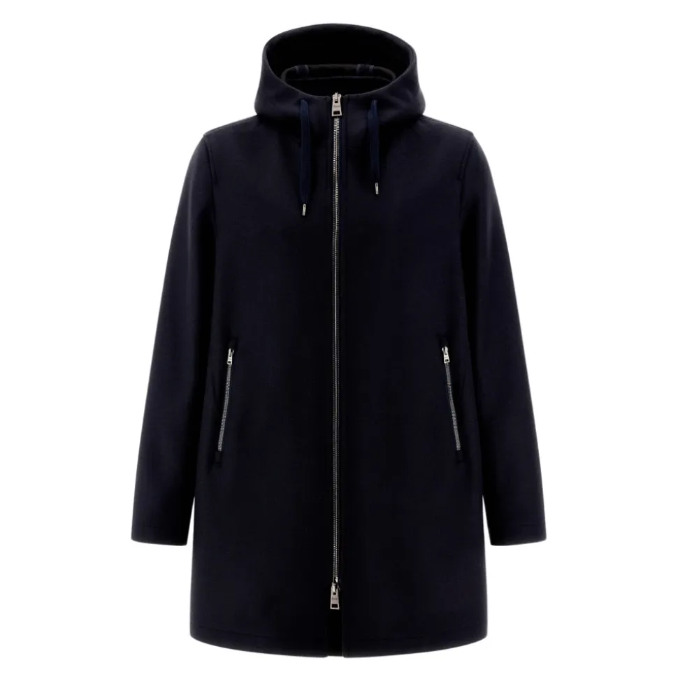 Parka Scuba de Lana con Capucha