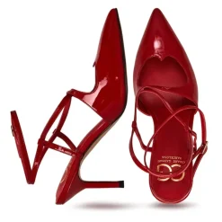Patent Strappy Heels - Red