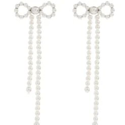 Pendientes de Lazo de Cristal y Perlas