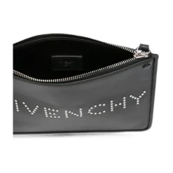 Pochette con logo e borchie decorative