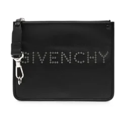 Pochette con logo e borchie decorative