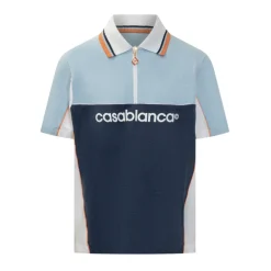 Polo Azul con Cremallera Bordado