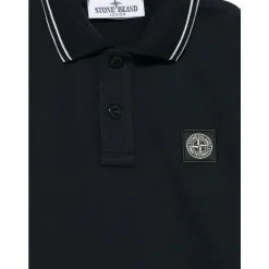 Polo Azul con Ribete de Rayas