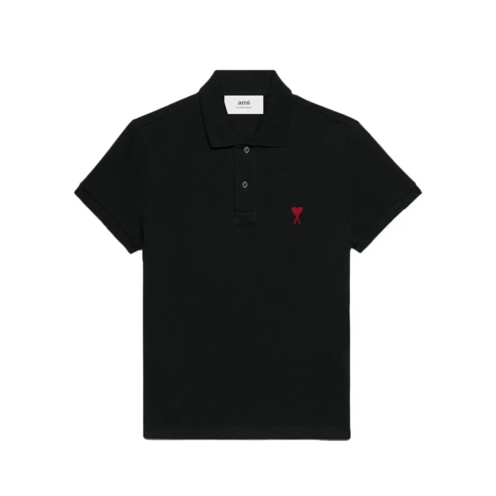 Polo con Logo de Corazón Algodón Negro
