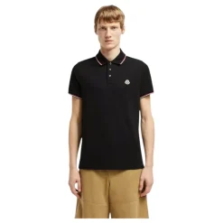 Polo con Ribete Tricolor en Negro
