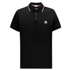 Polo con Ribete Tricolor en Negro