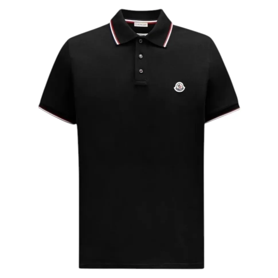 Polo con Ribete Tricolor en Negro