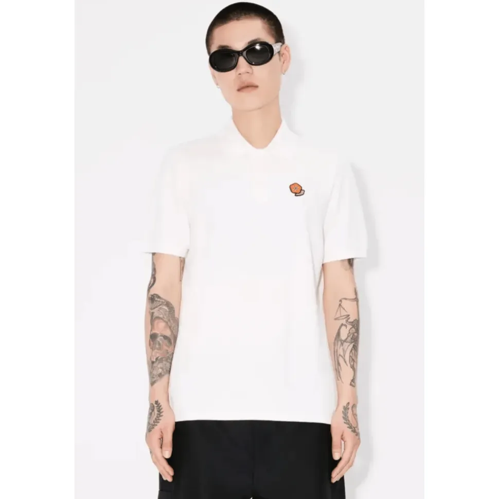 Polo de Algodón Blanco Bordado