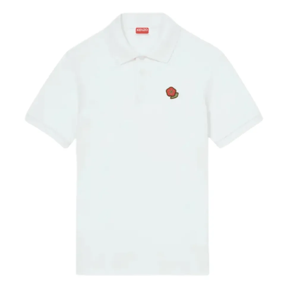 Polo de Algodón Blanco Bordado