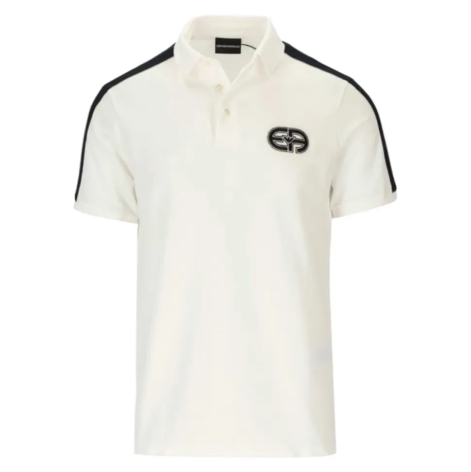 Polo de algodón de manga corta con parche de logo