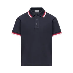 Polo de Piqué de Algodón con Ribete Tricolor