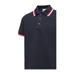 Polo de Piqué de Algodón con Ribete Tricolor
