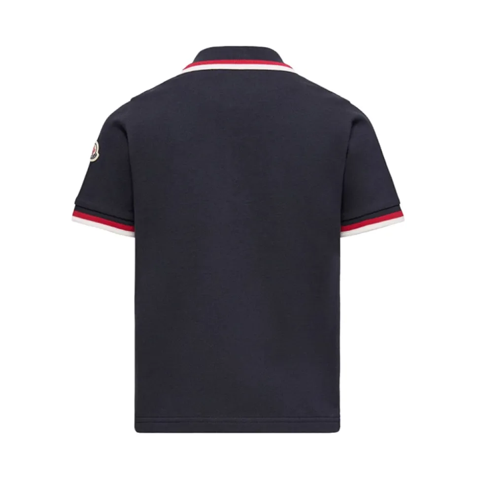 Polo de Piqué de Algodón con Ribete Tricolor