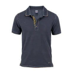Polo manga corta piqué azul lavado con detalles - Bob