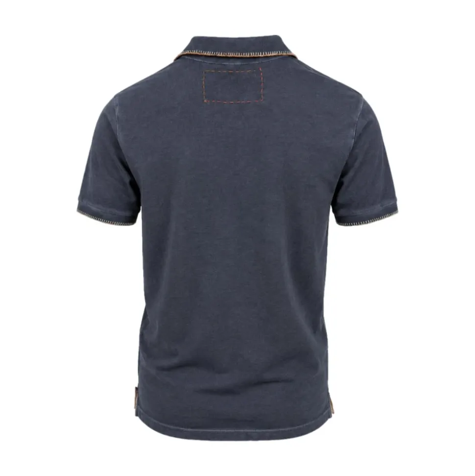 Polo manga corta piqué azul lavado con detalles - Bob