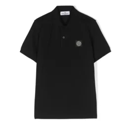 Polo Negro con Motivo de Brújula