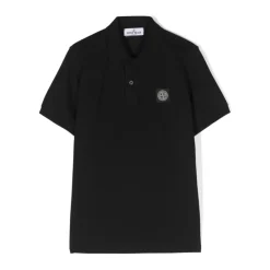 Polo Negro con Motivo de Brújula